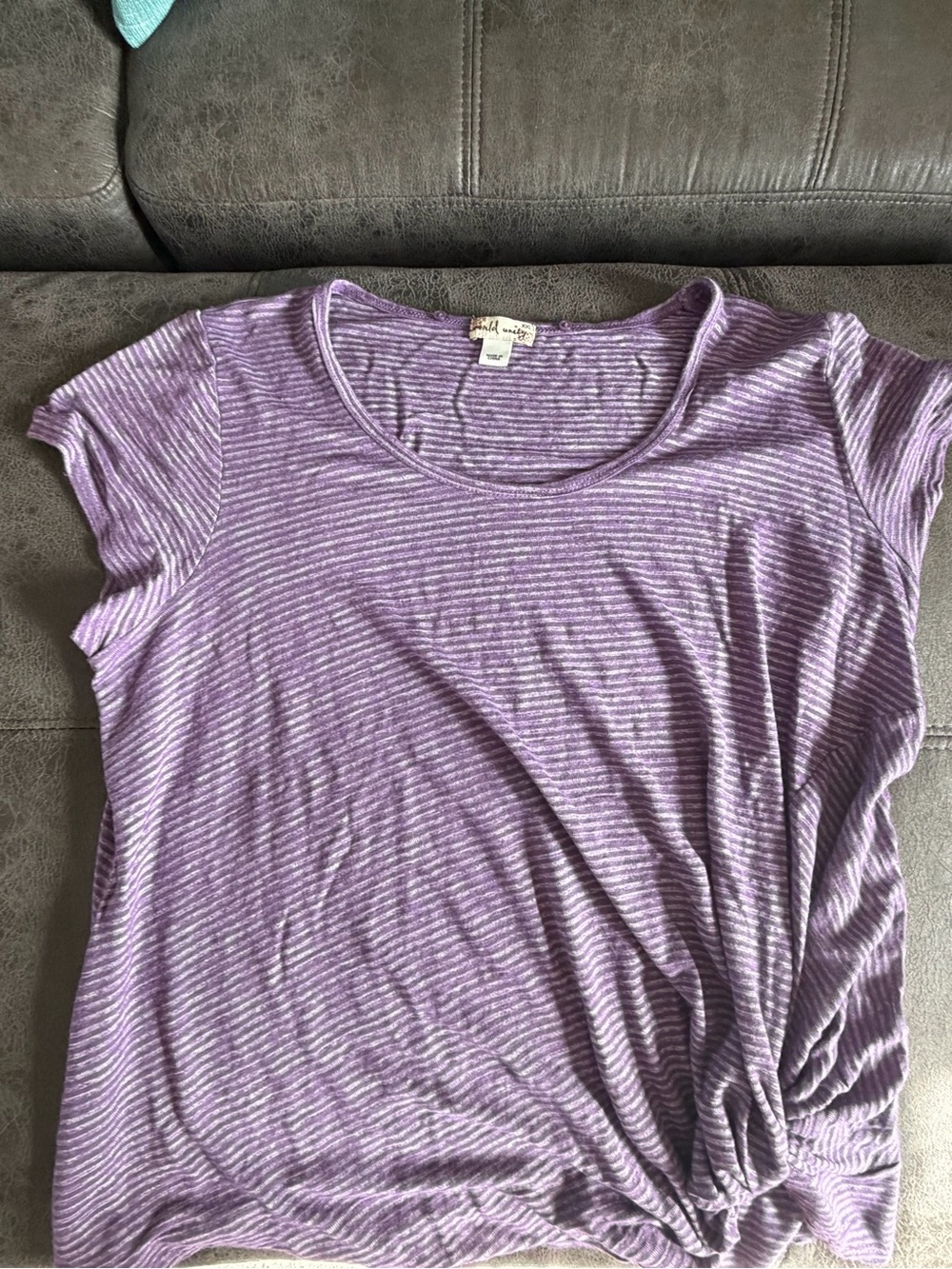 Light Purple Striped Tie-Hem Women's Tee